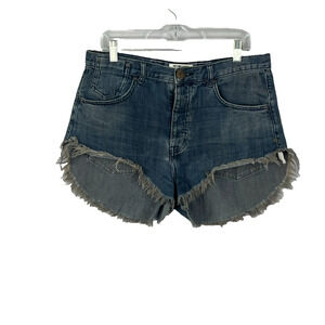 One X One Teaspoon Jean Shorts Women's Size 28 Fray Raw Hem Distress